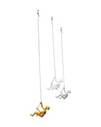 Set of Three Gold Silver And White Resin Hanging Dimensional Sculpture
