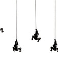 Set of Four Black Resin Climbing Man Hanging Dimensional Sculpture