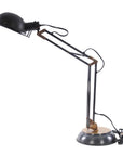 33" Black Metal Desk Table Lamp With Black Bowl Shade