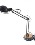 33" Black Metal Desk Table Lamp With Black Bowl Shade