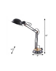 33" Black Metal Desk Table Lamp With Black Bowl Shade