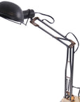 33" Black Metal Desk Table Lamp With Black Bowl Shade