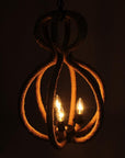 Natural and Black Iron and Rope Three Light Ceiling Light