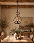 Natural and Black Iron and Rope Three Light Ceiling Light