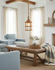 Beige and Black Iron and Rope Ceiling Light