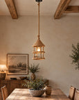 Beige and Black Iron and Rope Ceiling Light