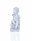 Vintage Look Off White Boy Sitting Statue