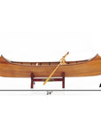 7" Brown Solid Wood Hand Painted Model Boat