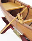 7" Brown Solid Wood Hand Painted Model Boat