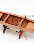 7" Brown Solid Wood Hand Painted Model Boat