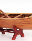 6" Wood Brown Solid Wood Hand Painted Model Boat Tabletop Sculpture