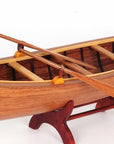6" Wood Brown Solid Wood Hand Painted Model Boat Tabletop Sculpture