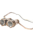 Rustic Brass And Leather Binoculars In Wood Storage Box