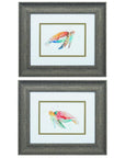 Set of Two Red and Blue Turtle Framed Wall Art