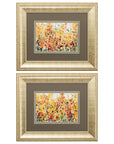 Set Of Two Pretty Summer Flowers Gold Framed Wall Art