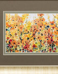 Set Of Two Pretty Summer Flowers Gold Framed Wall Art