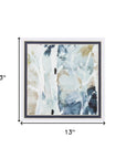 Set of Two Blue Watercolor Brushed Silver Framed Wall Art