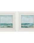 Set of Two 19" X 19" White and Blue Ocean Wall Decor