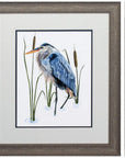 Set of Two 22" X 19" Blue Heron Distressed Brown Framed Wall Decor
