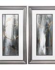 Set of Two Modern Abstract Gunmetal Framed Art