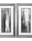 Set of Two Modern Abstract Gunmetal Framed Art