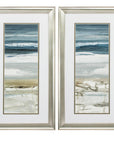 Set of Two 27" X 15" Ocean Print Silver Framed Art Wall Decor