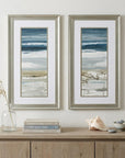 Set of Two 27" X 15" Ocean Print Silver Framed Art Wall Decor