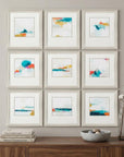 Set of Nine Champagne Polystyrene Framed Art