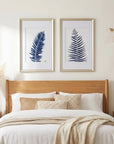 Set of Two Indigo Leaves Champagne Gold Framed Art