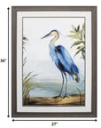 Blue Heron 36" X 27" Brown Bird Framed Art