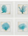 Set of Four 21" Blue Coral White Frame Wall Decor