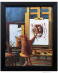 9" X 11" Painting Cat Black Acrylic Framed Art
