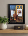 9" X 11" Painting Cat Black Acrylic Framed Art