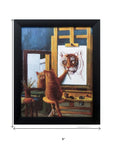 9" X 11" Painting Cat Black Acrylic Framed Art