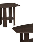 Set of Three 36" Brown Coffee Table With Shelf