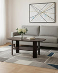 Set of Three 36" Brown Coffee Table With Shelf
