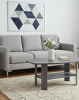Set of Three 36" Gray Coffee Table With Shelf