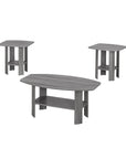 Set of Three 36" Gray Coffee Table With Shelf