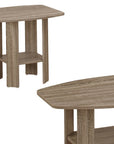 Set of Three 36" Taupe Coffee Table With Shelf