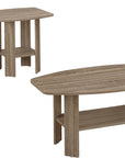 Set of Three 36" Taupe Coffee Table With Shelf