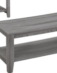 Set of Three 42" Gray Coffee Table With Shelf