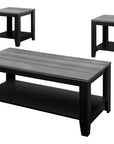 Set of Three 42" Gray And Black Coffee Table With Shelf