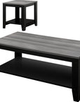 Set of Three 42" Gray And Black Coffee Table With Shelf