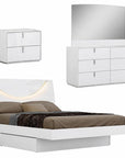 Four Piece White Solid and Manufactured Wood Bedroom Set With Mirror