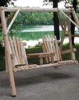87" Natural Solid Wood Swing Chair