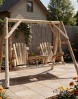 87" Natural Solid Wood Swing Chair