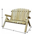 50" X 30" X 39" Natural Wood Loveseat