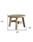 25" Natural Rounded Solid Wood Outdoor Coffee Table
