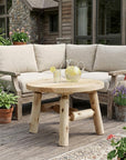 25" Natural Rounded Solid Wood Outdoor Coffee Table