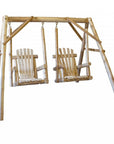 87" Natural Solid Wood Outdoor Double Swing Chair